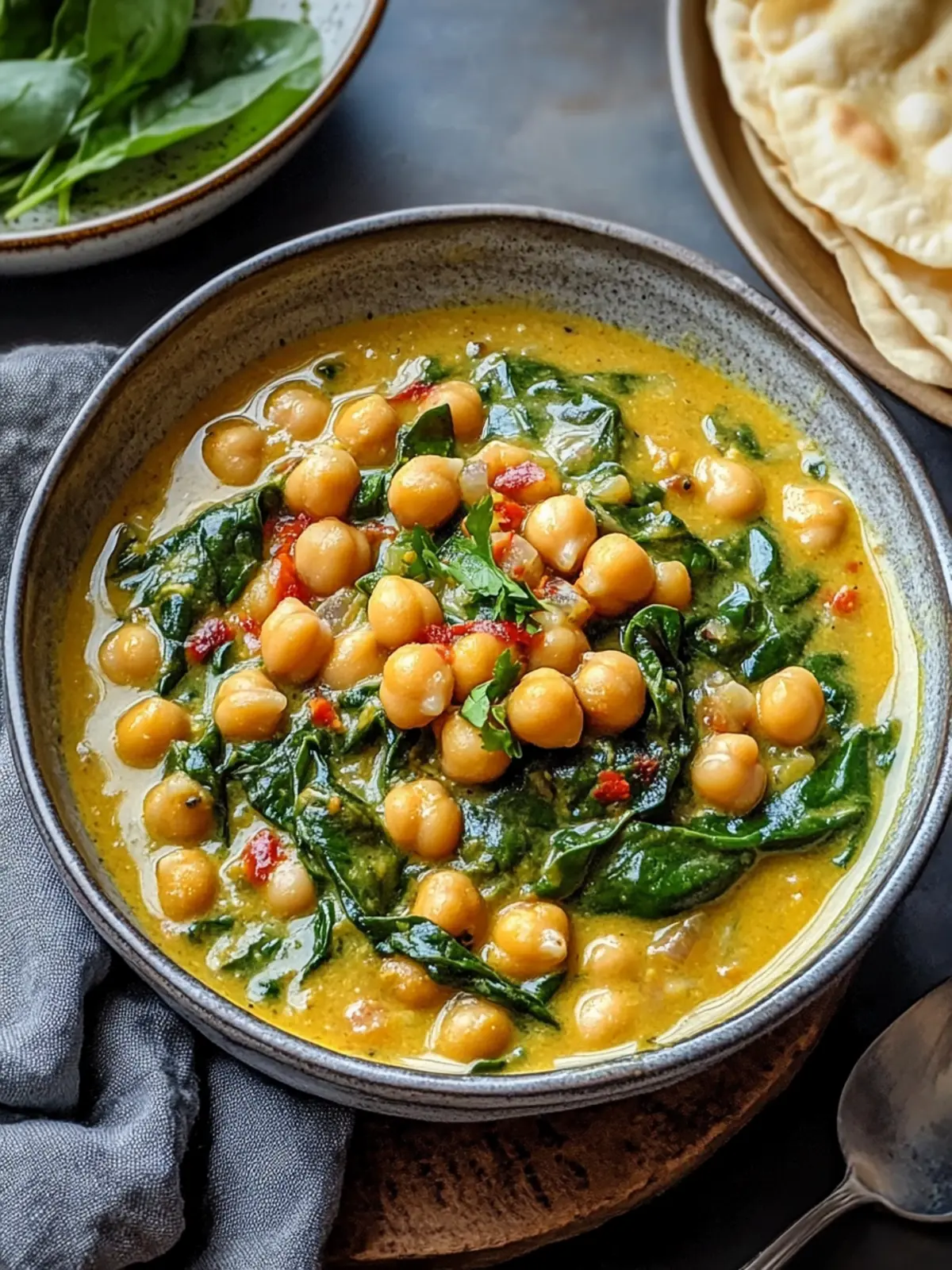 Hidden Layered Chickpea and Spinach Curry