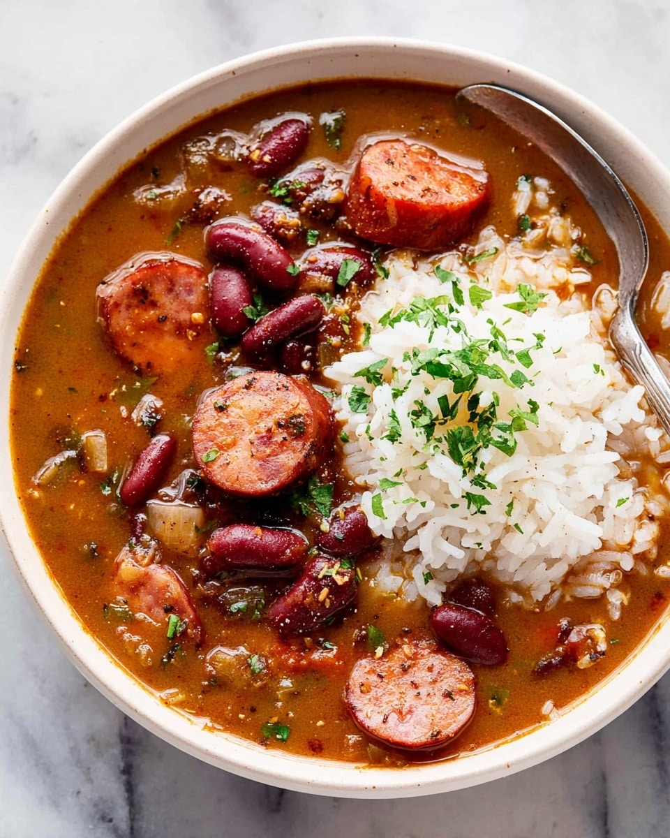 One-Pot Smoky Red Beans and Rice with Andouille Sausage