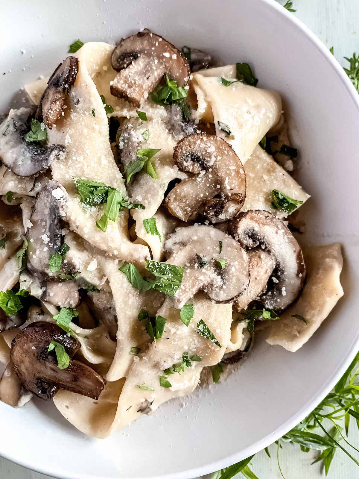 Pappardelle Pasta with Wild Mushrooms and Parmesan Cream