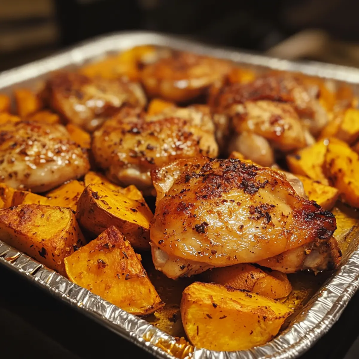 Oven-Roasted Chicken Thighs with Sweet Potato and Rosemary