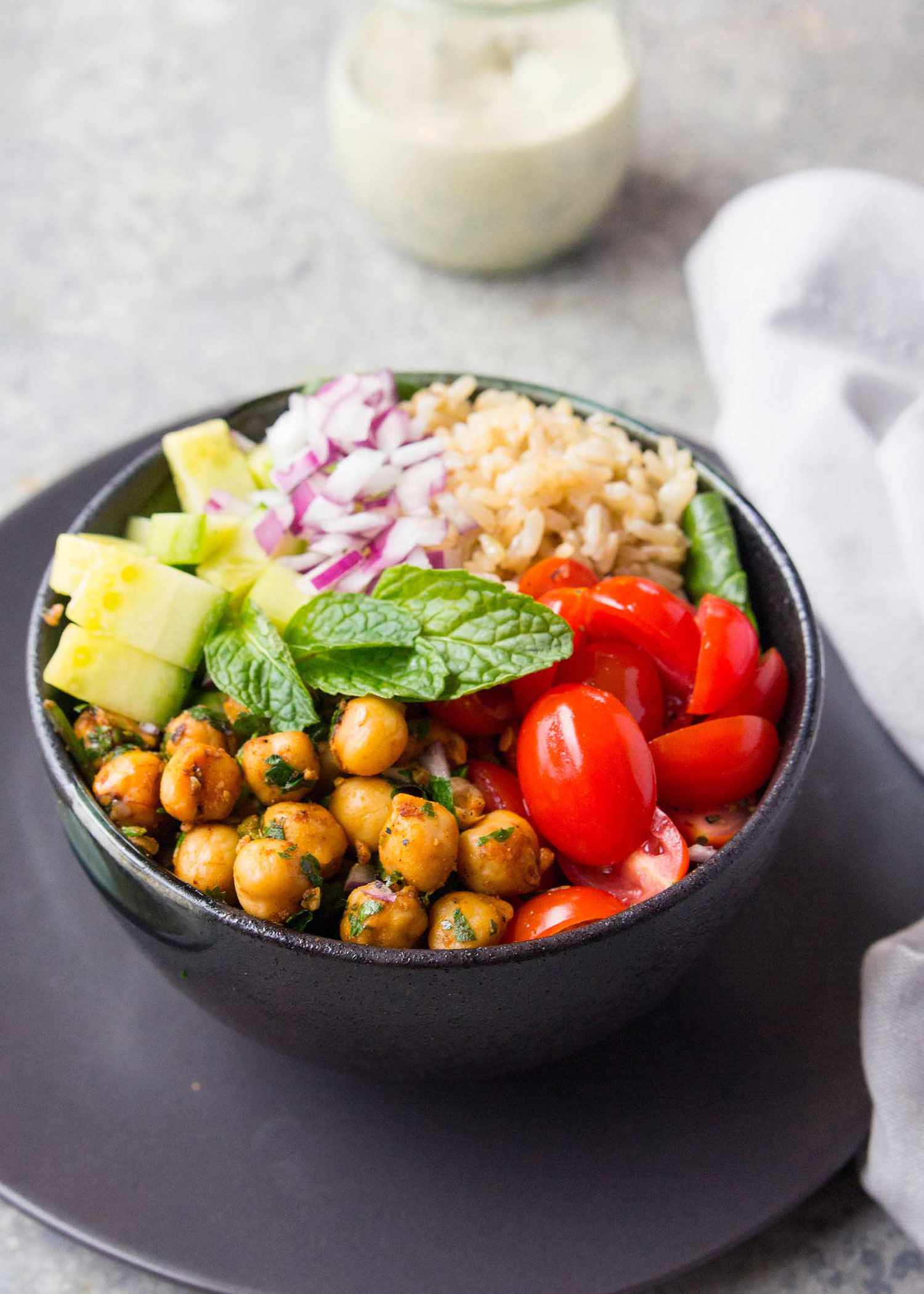 Mediterranean Chickpea and Tabbouleh Salad Bowl