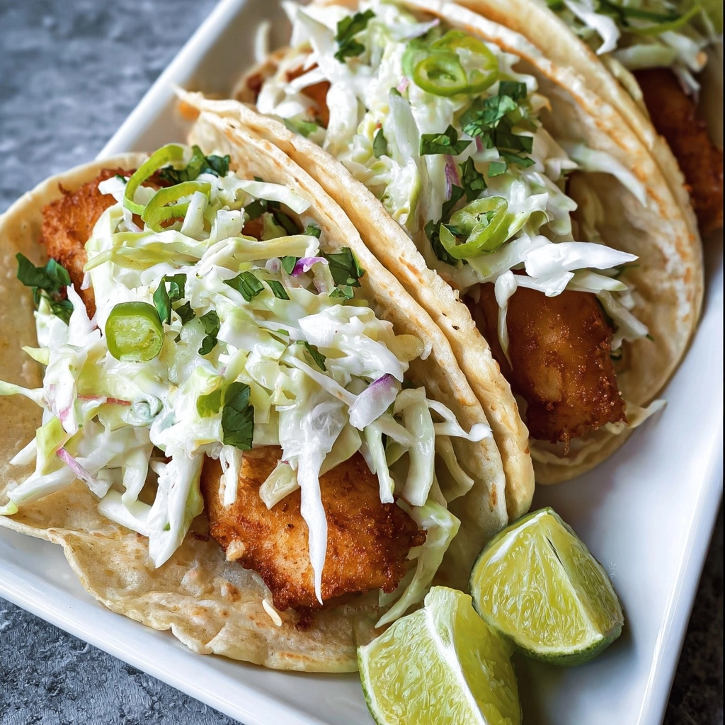 Smoky Beer-Battered Fish Tacos with Cilantro Lime Slaw