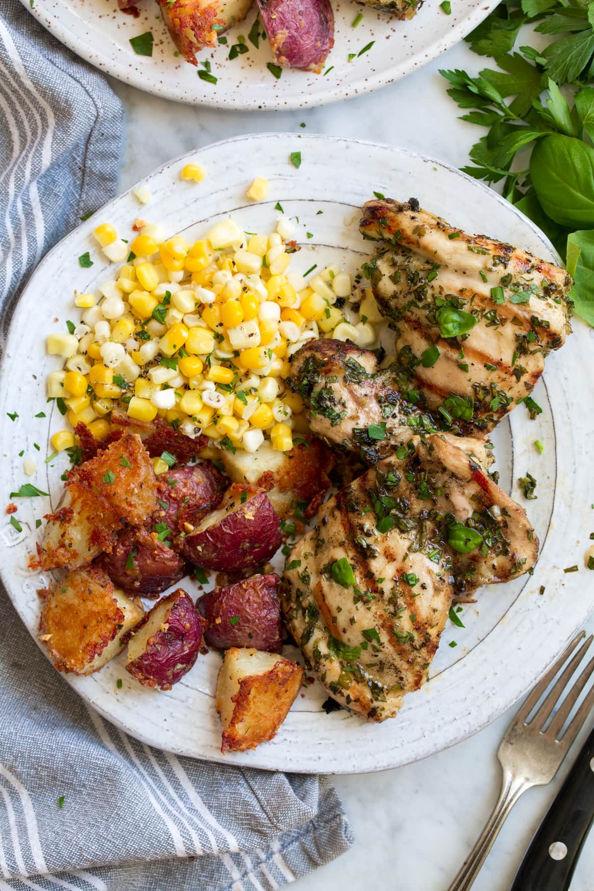 Grilled Herb-Marinated Chicken with Potato Salad