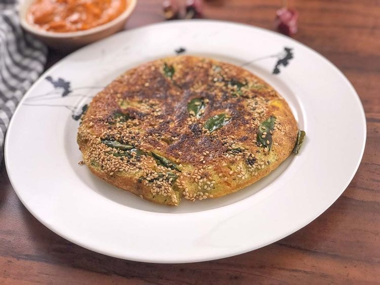 Gujarati Vegetable Handvo with Spiced Yogurt Dip