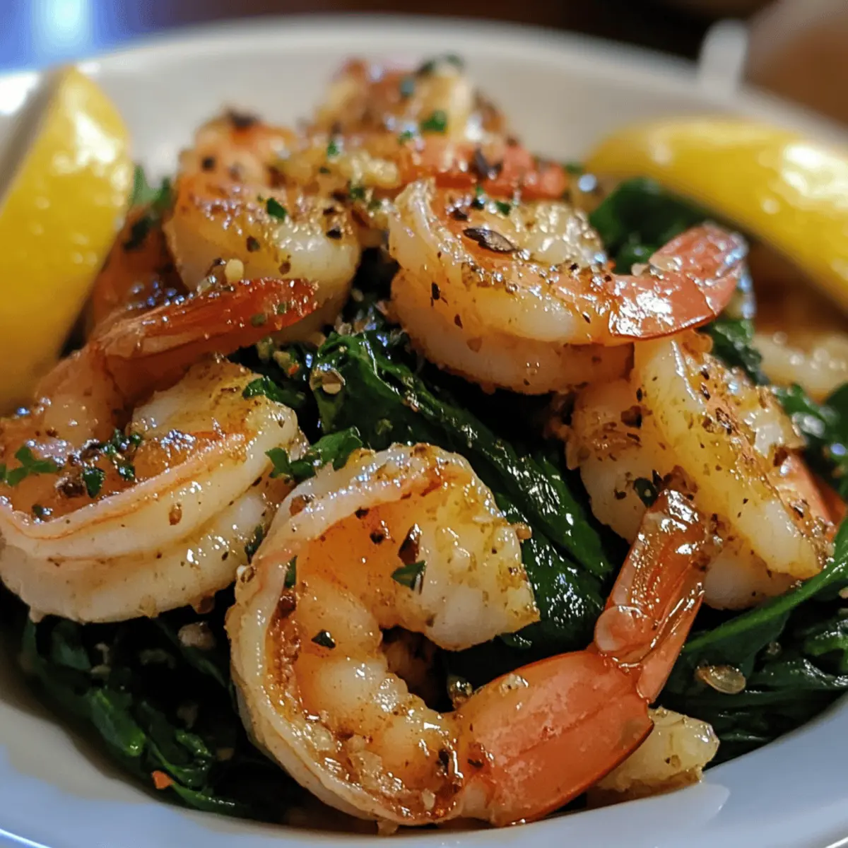 Sautéed Shrimp with Zesty Lemon and Garlic Spinach