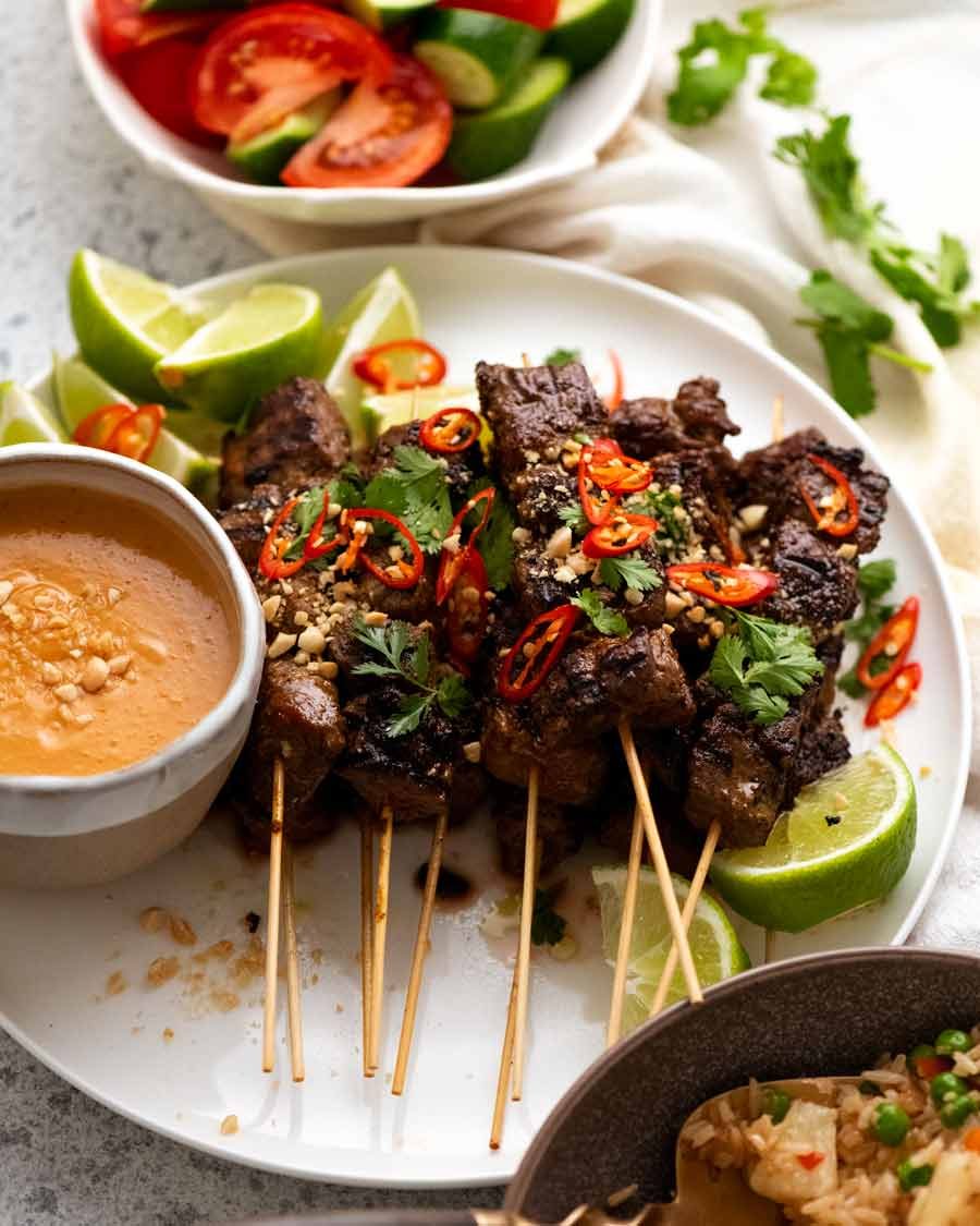 Grilled Thai-Inspired Beef Satay with Spicy Peanut Sauce