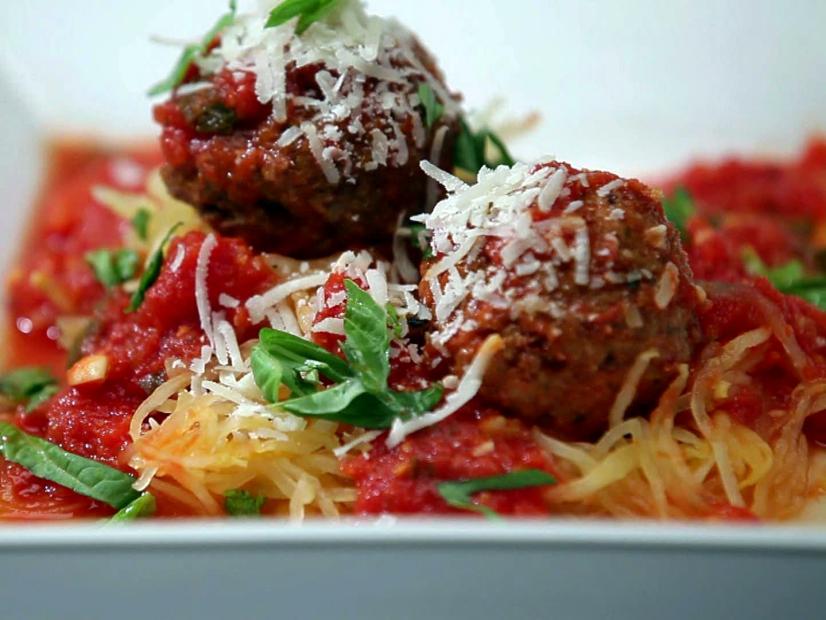 Spaghetti Squash and Turkey Meatballs with Tomato-Basil Sauce
