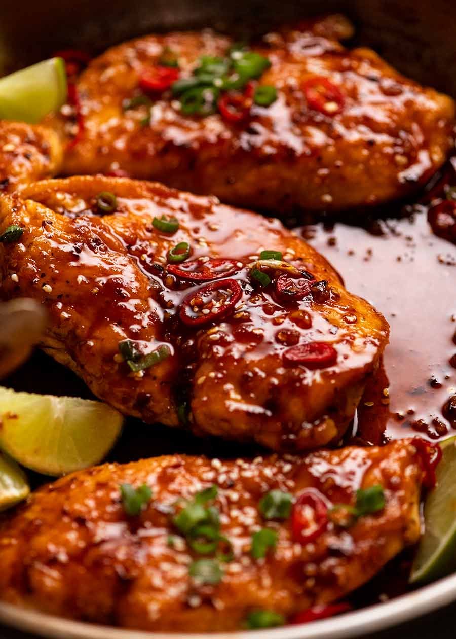 Pan-Seared Chicken with Popular Sweet Chili Glaze