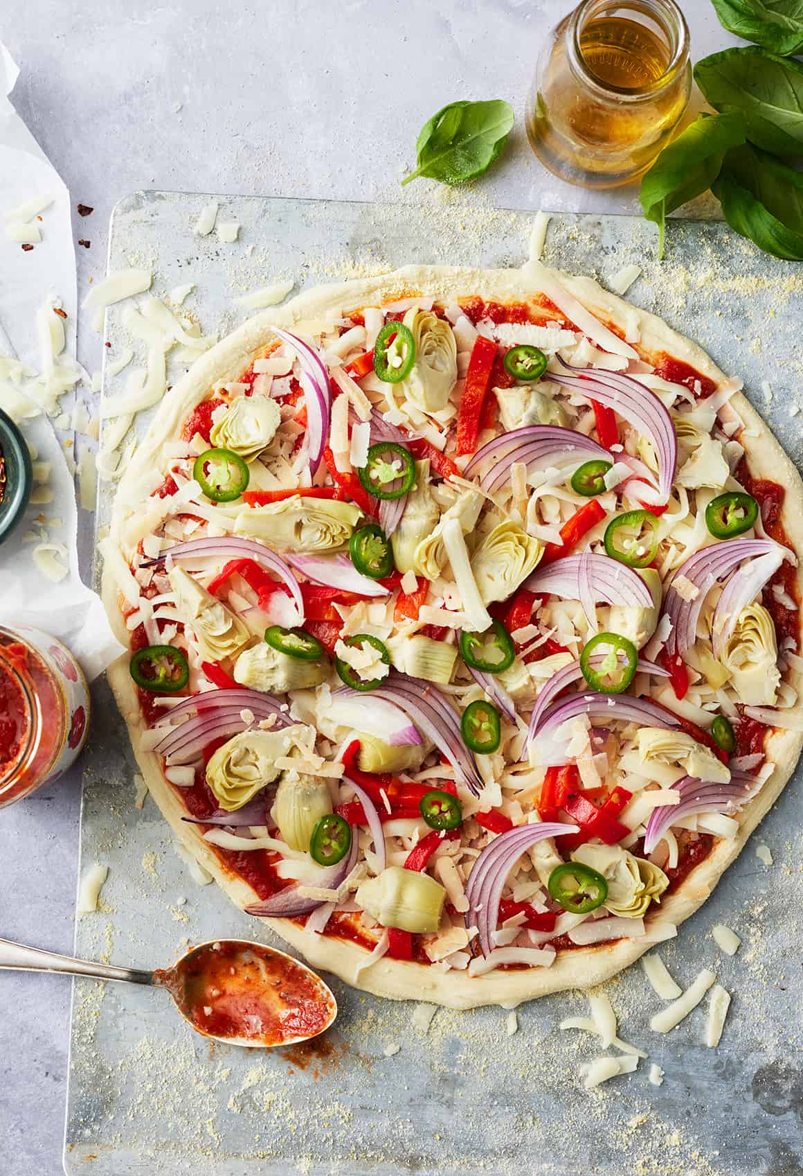 Supreme Meat and Vegetable Pizza with Spicy Tomato Sauce