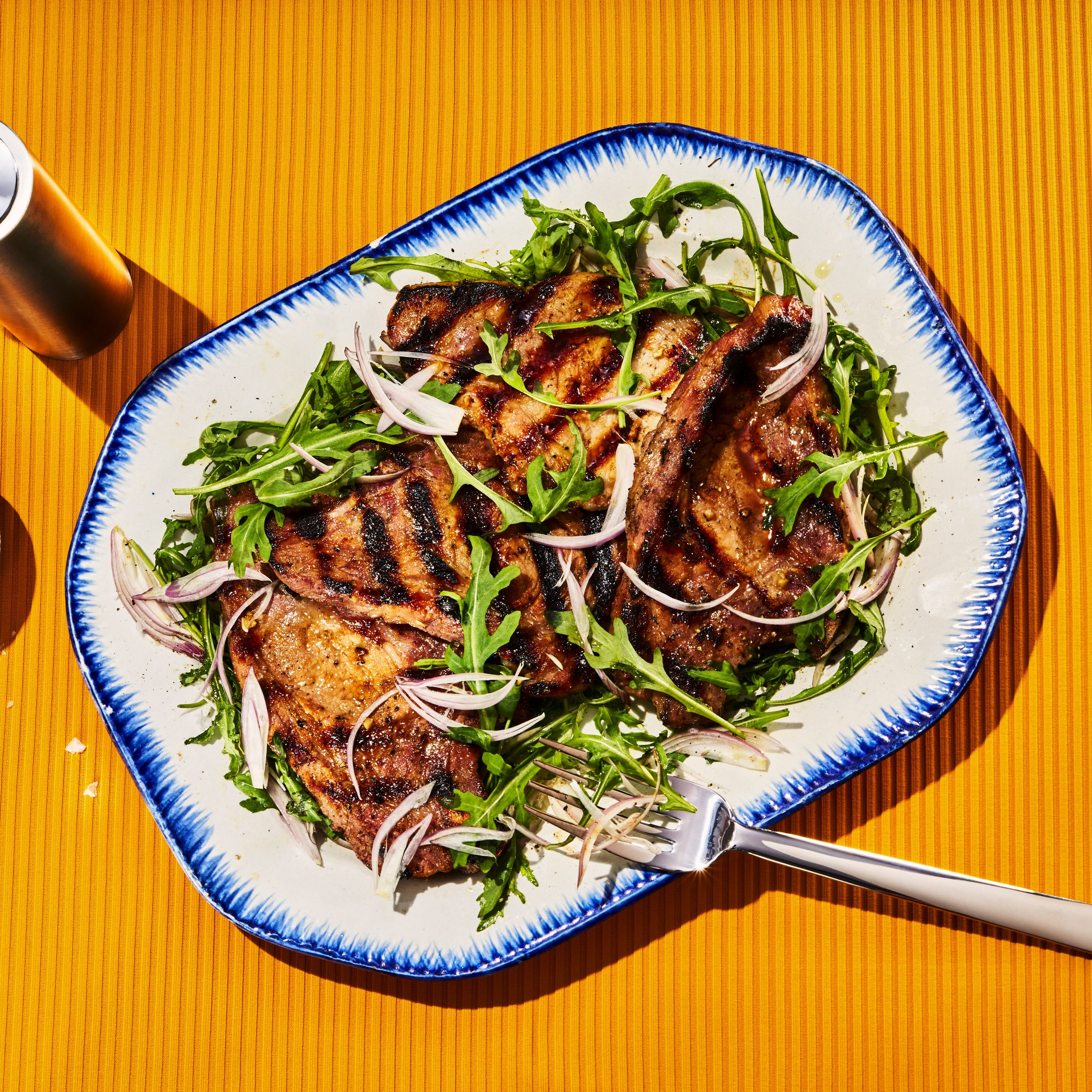 Grilled Beer-Brined Pork Chops with Mustard Sauce