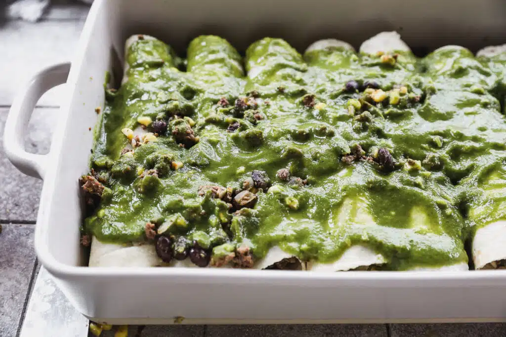 Charred Poblano Pepper and Cotija Cheese Enchiladas