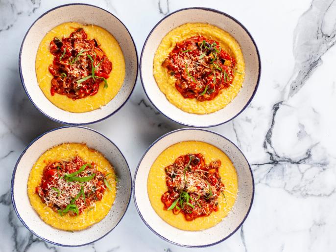 Italian Oven-Baked Polenta with Roasted Tomato Ragù