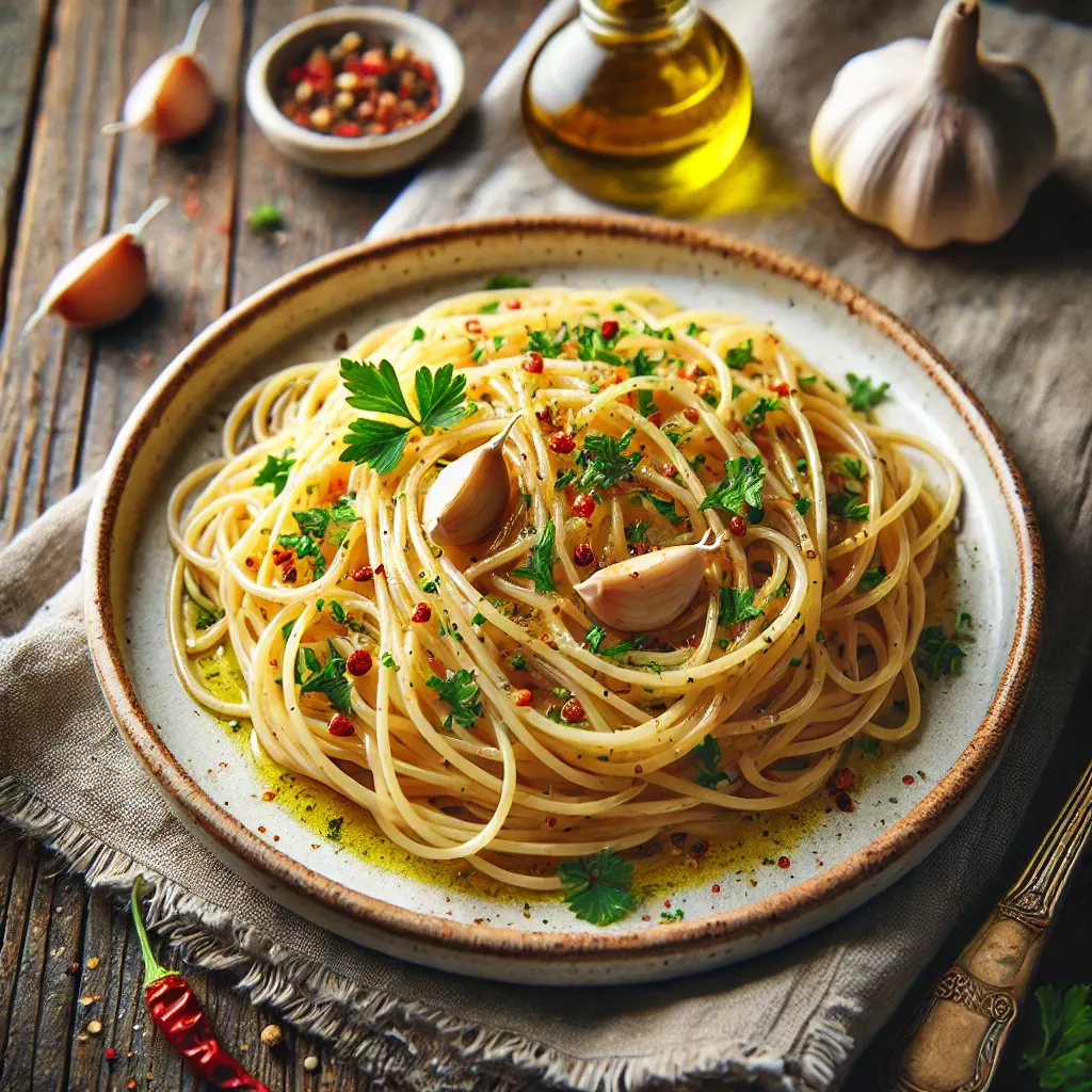 Garlic-Infused Spaghetti with Olive Oil and Chili Flakes