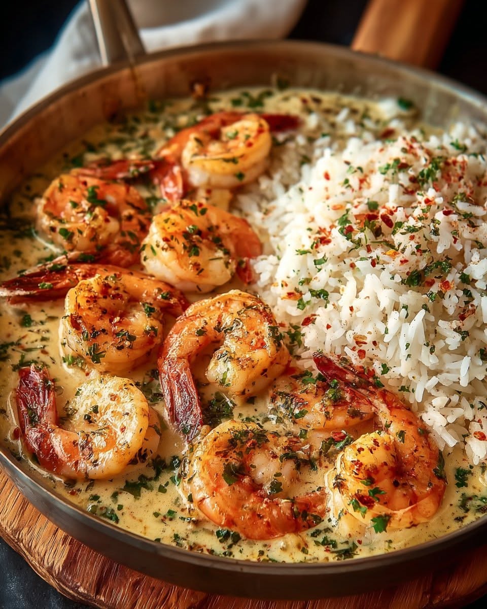 Sautéed Garlic and Chili Shrimp with Rice