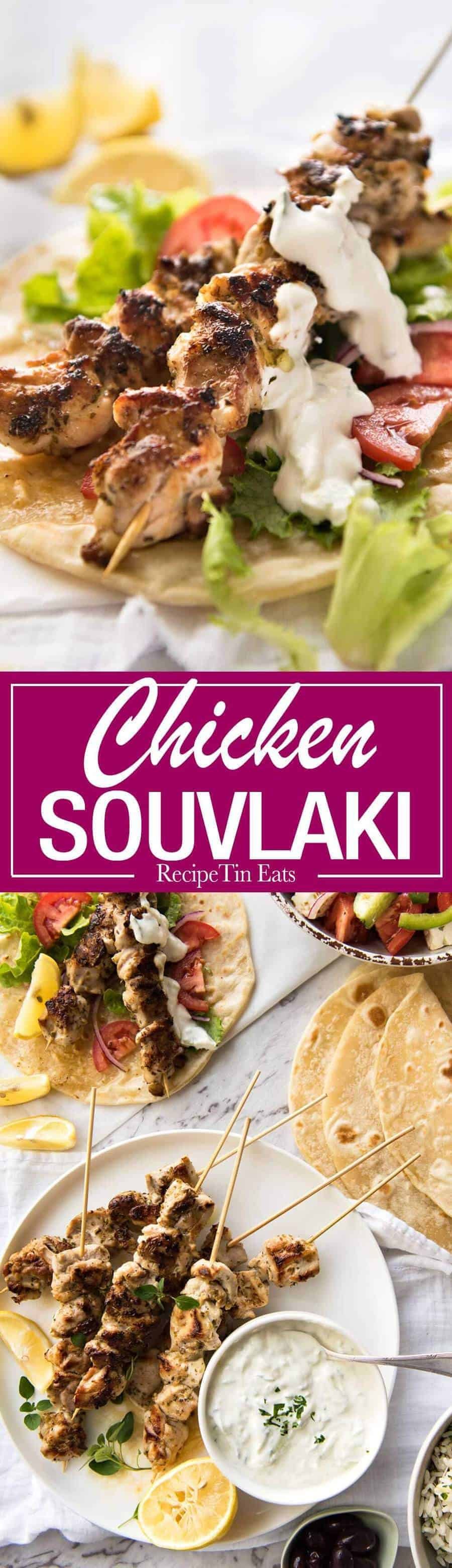 Pan-Seared Chicken Souvlaki with Lemon-Oregano Marinade