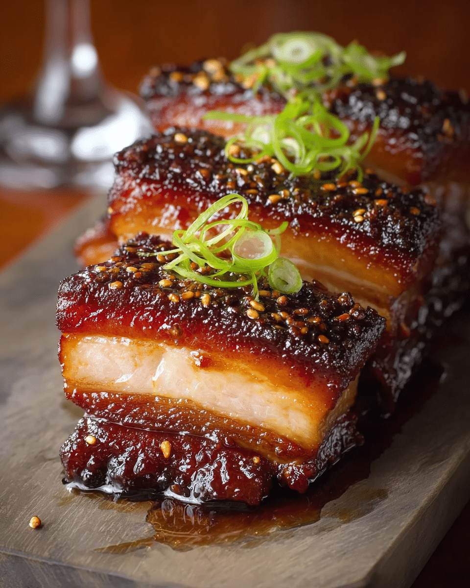 Pan-Seared Pork Belly with Miso Glaze and Pickled Daikon