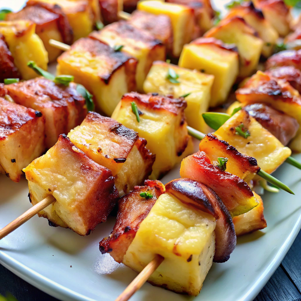 Cachaça-Soaked Pineapple Skewers with Cinnamon Sugar