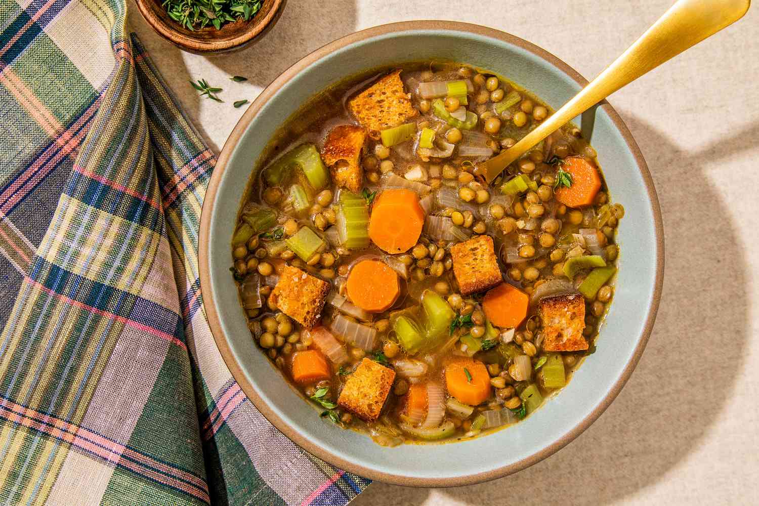 French Lentil and Roasted Vegetable Stew with Thyme