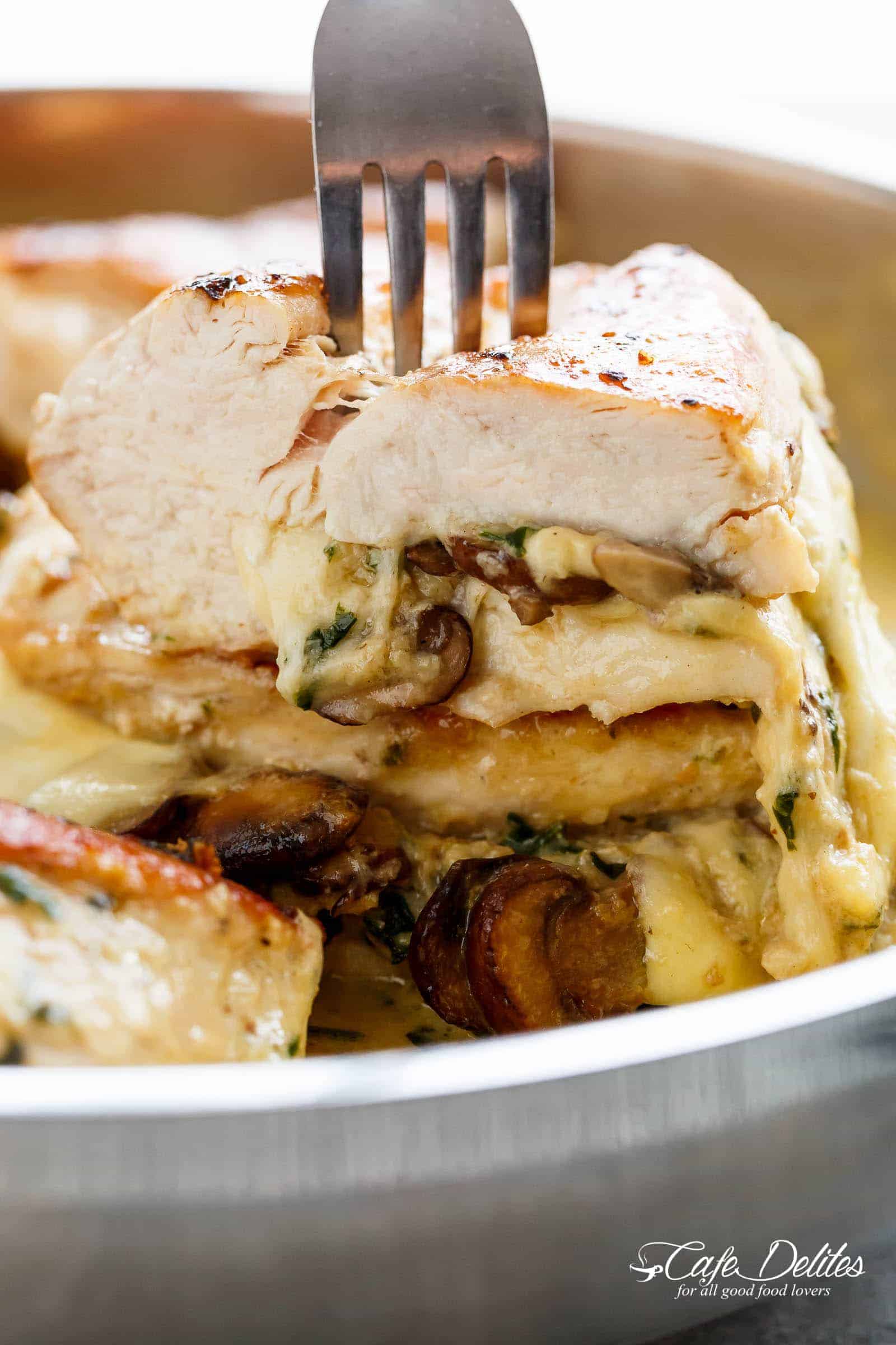 Cheesy Spinach-Stuffed Chicken Breast with Garlic Butter Sauce