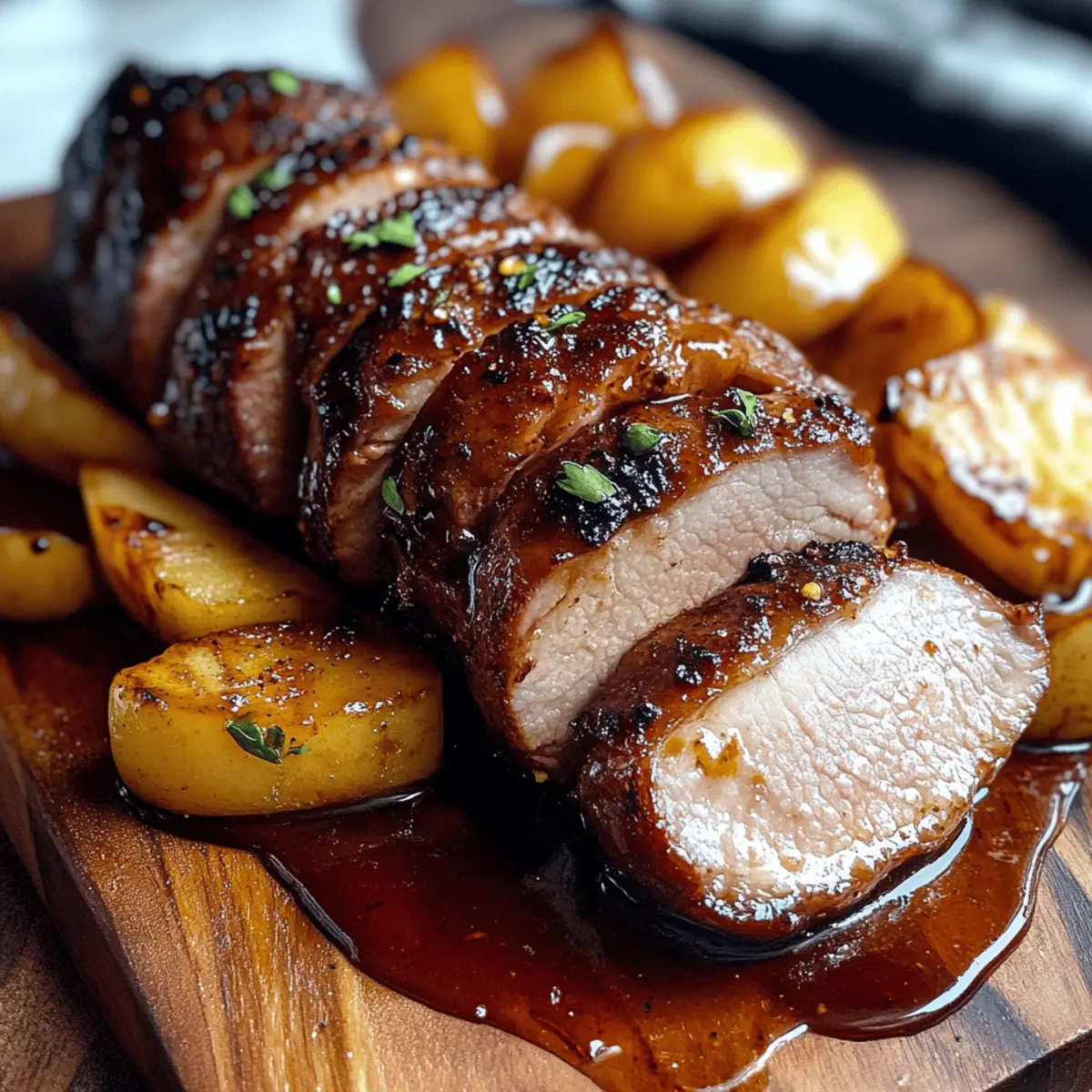 Maple-Glazed Pork Tenderloin with Roasted Sweet Potatoes and Apples
