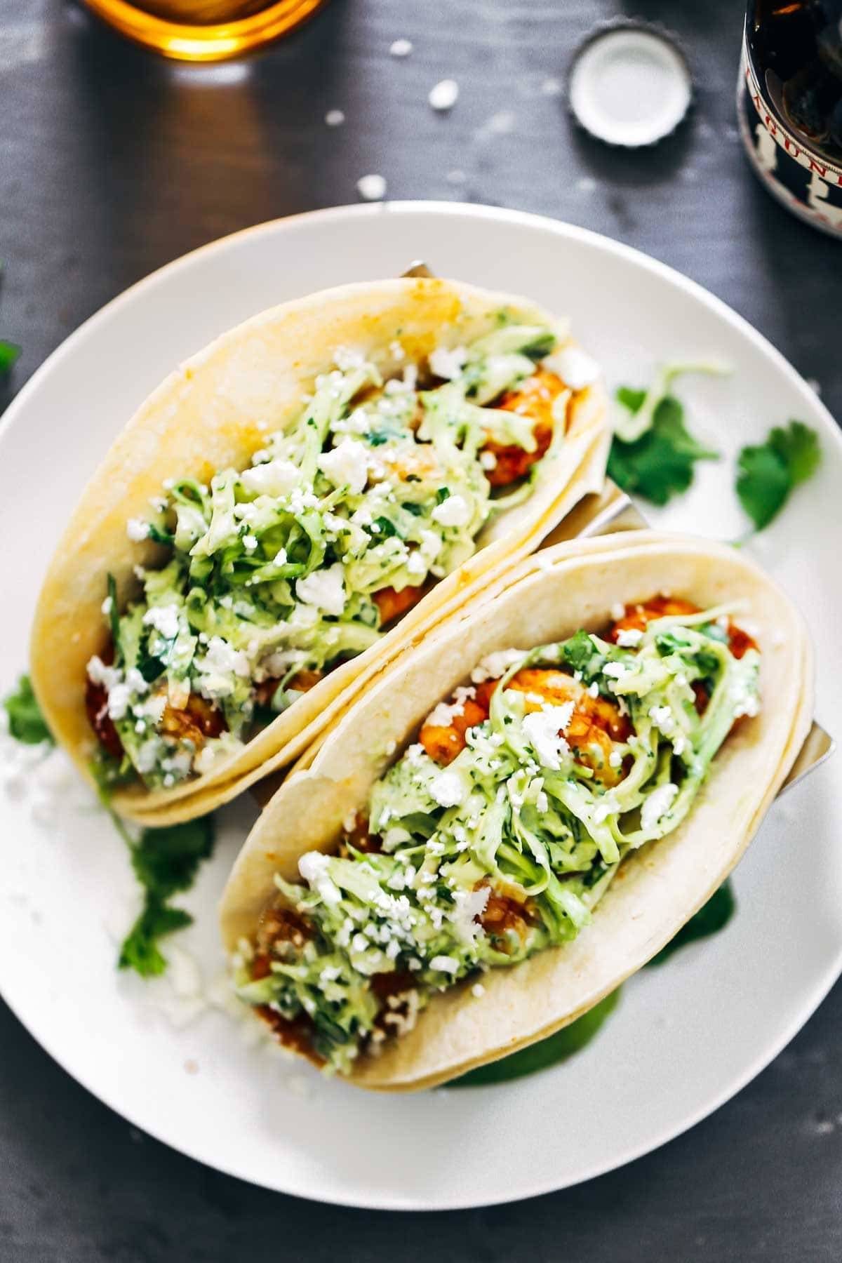 Lime-Infused Shrimp Tacos with Avocado and Cilantro Slaw