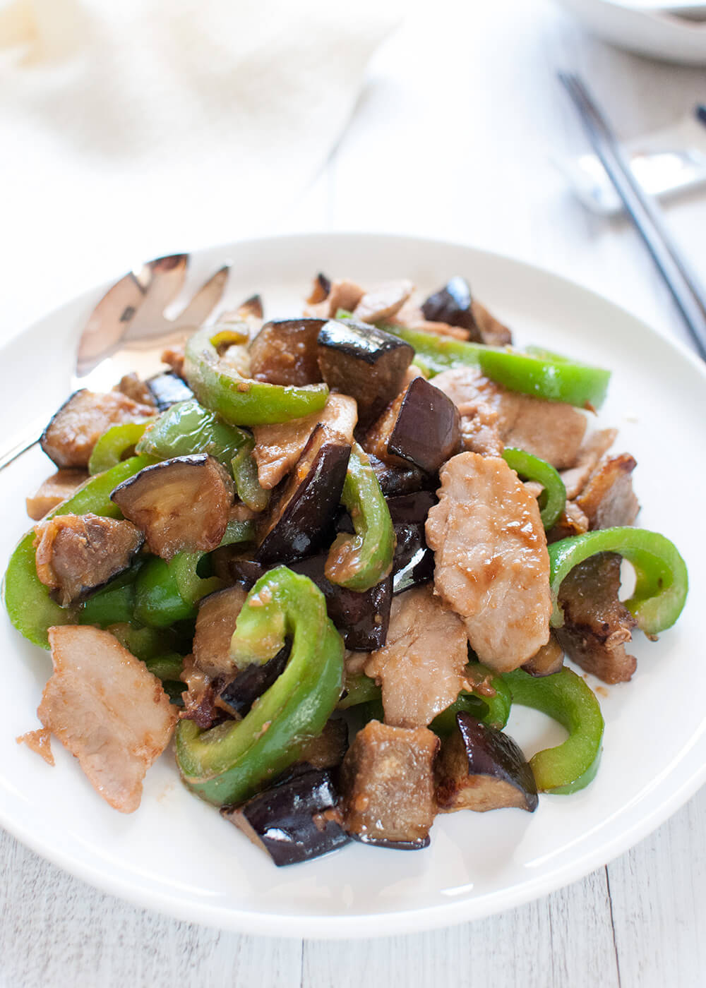 Simmered Eggplant and Ground Pork in Miso Sauce