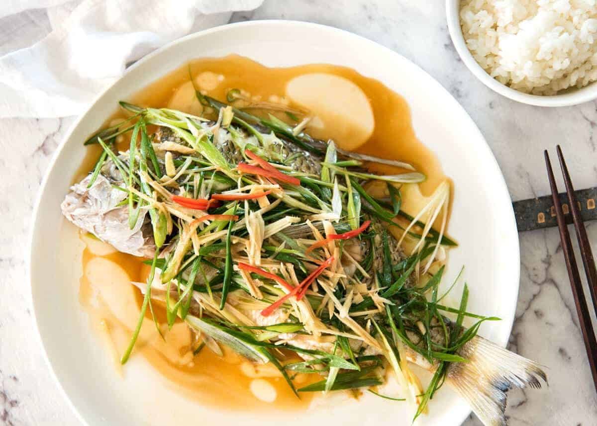 Steamed Regional Fish with Ginger Soy Dressing
