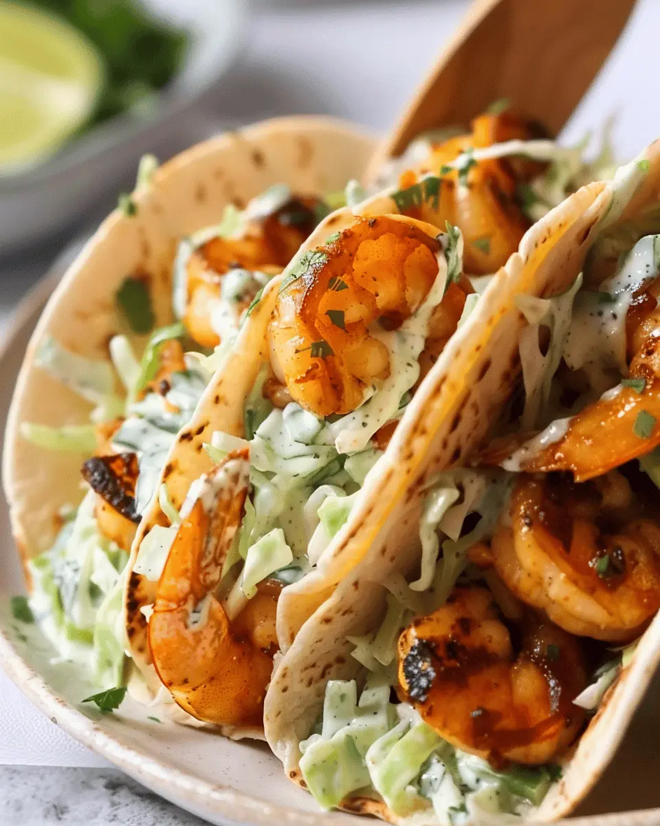 Honey-Lime Tequila Shrimp Tacos with Cilantro Slaw