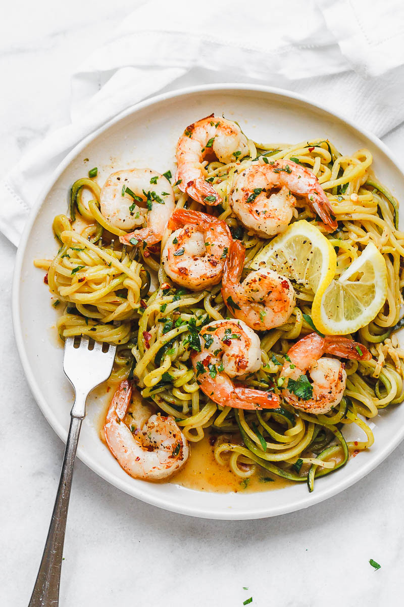 Sautéed Shrimp and Zucchini Noodles with Lemon-Garlic Sauce