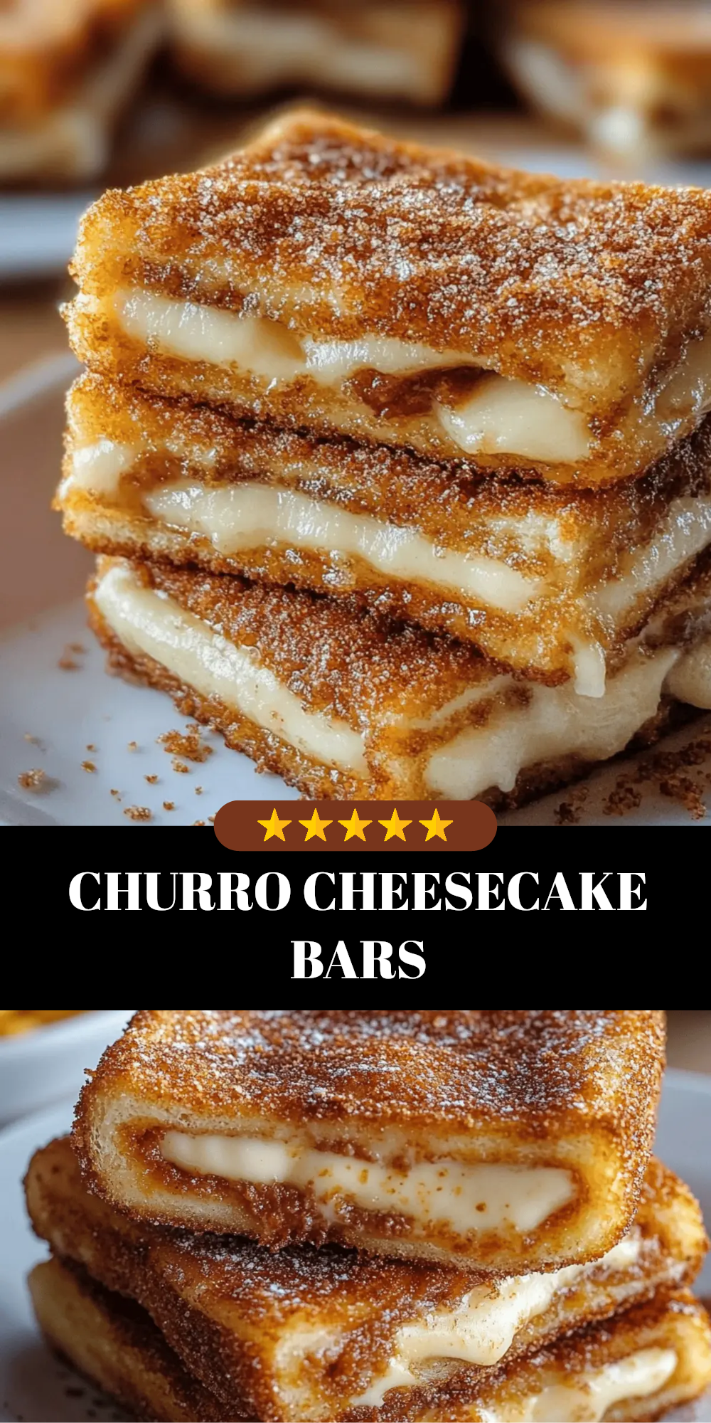 No-Bake Chocolate Churro Cheesecake Bars