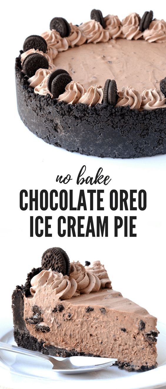 No-Bake Chocolate Ice Cream Pie with Oreo Crust