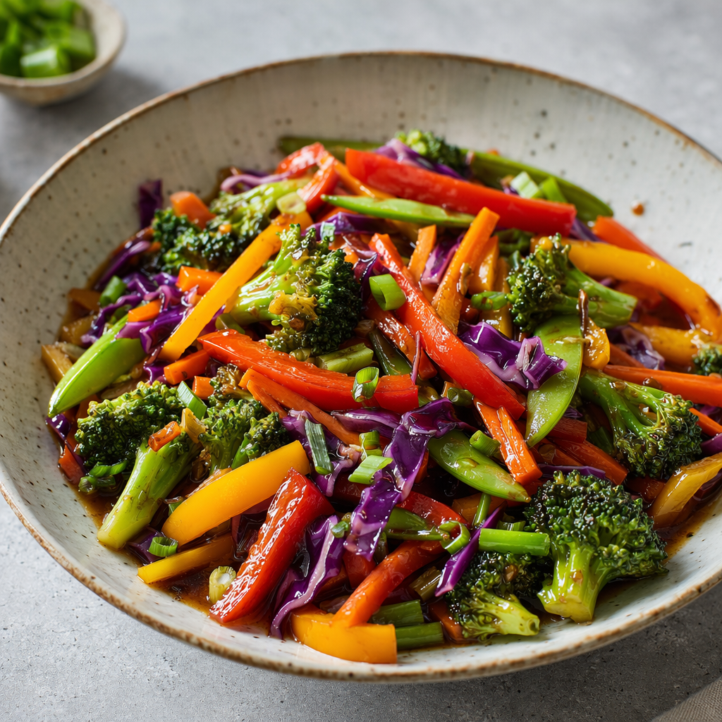 Rainbow Veggie Stir-Fry with Ginger-Soy Sauce