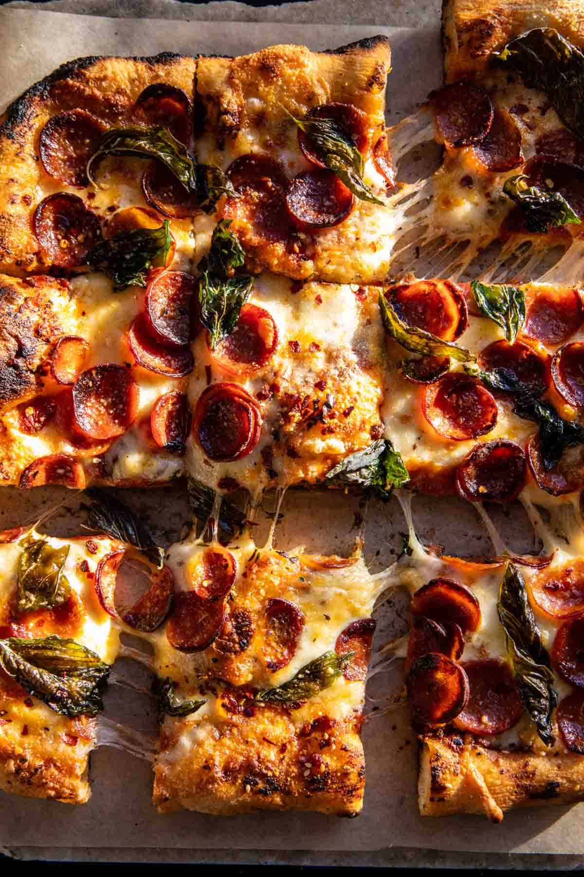 New York-Style Foldable Pepperoni Pizza with Garlic Butter Crust