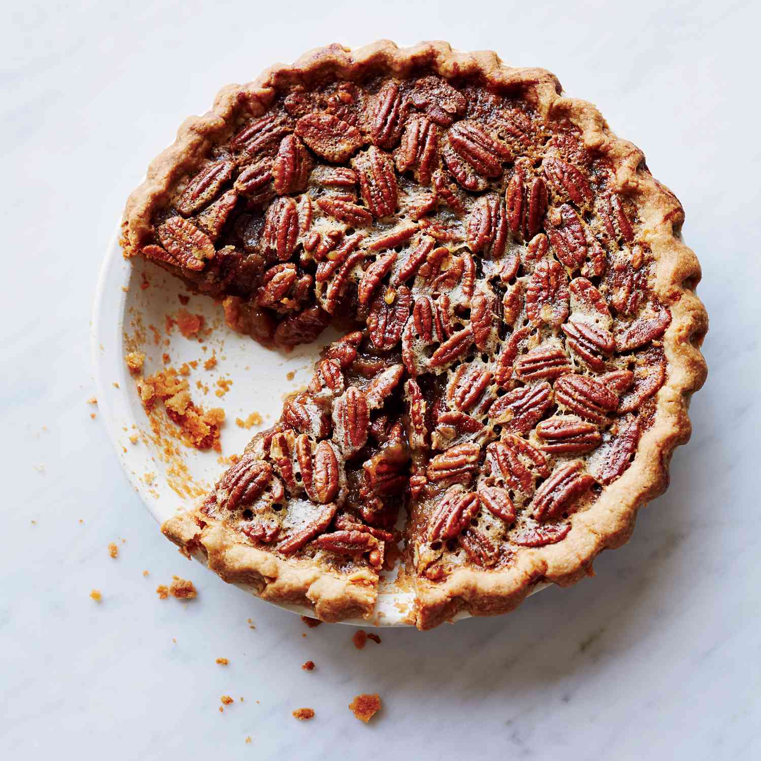 Buttermilk Pecan Chess Pie with Bourbon Caramel Drizzle