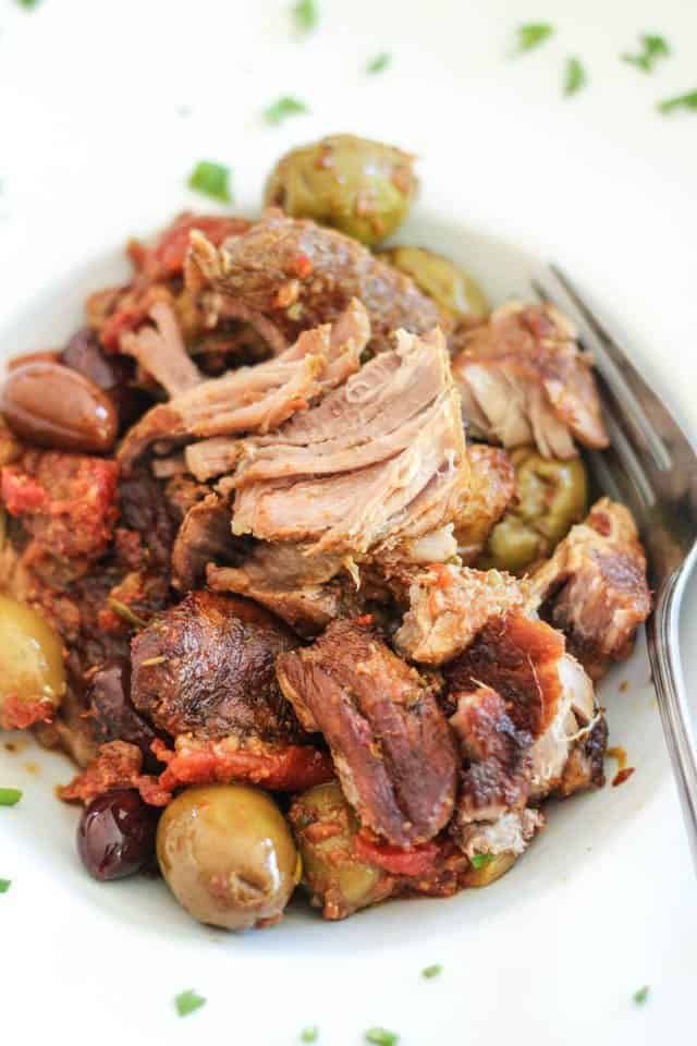 Rustic Italian Braised Pork with Tomato and Olives
