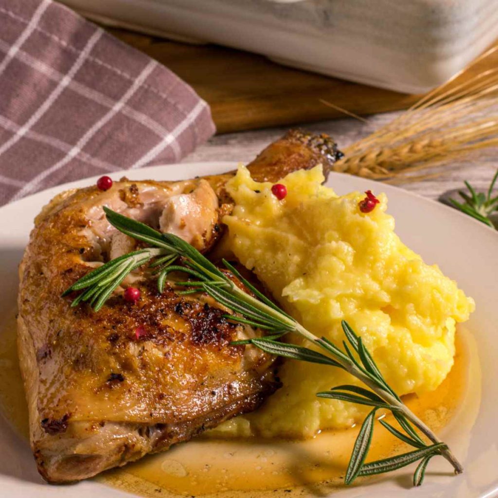 Grilled Lemon-Rosemary Chicken with Garlic Mashed Potatoes