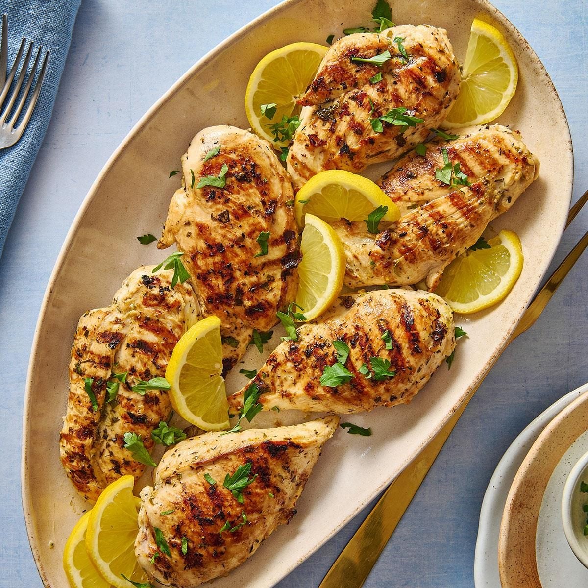 Grilled Lemon-Rosemary Chicken with Charred Garlic Sauce
