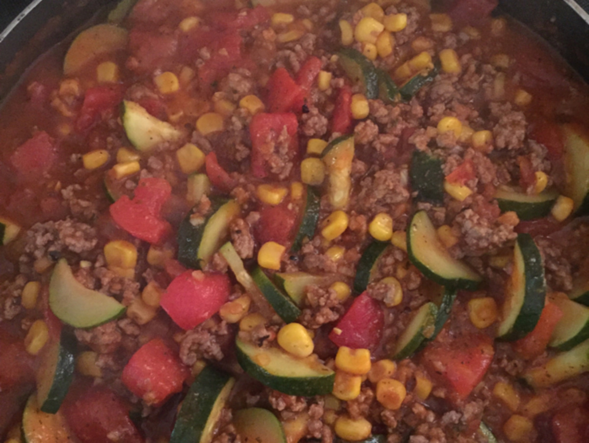 Sautéed Ground Beef and Zucchini Skillet with Tomato and Basil