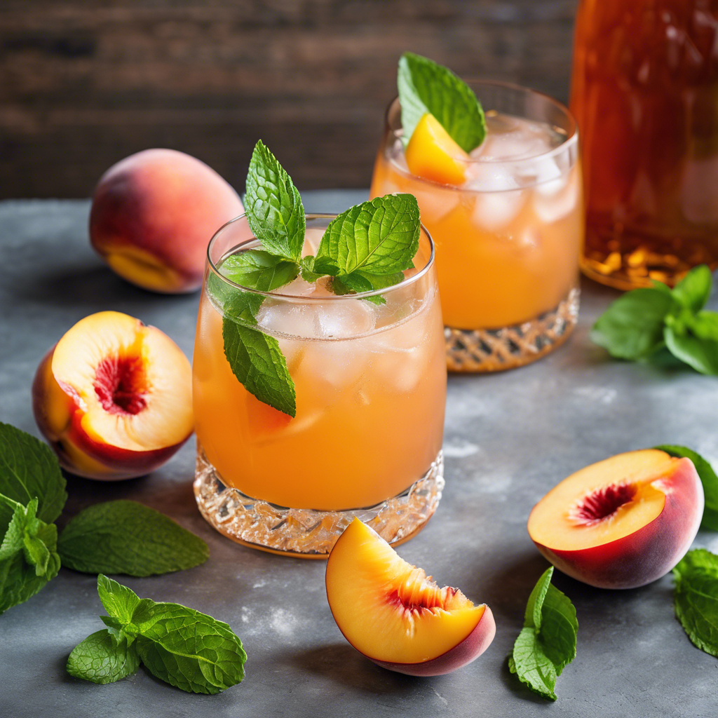 Peach-Infused Bourbon Highball with Sparkling Water