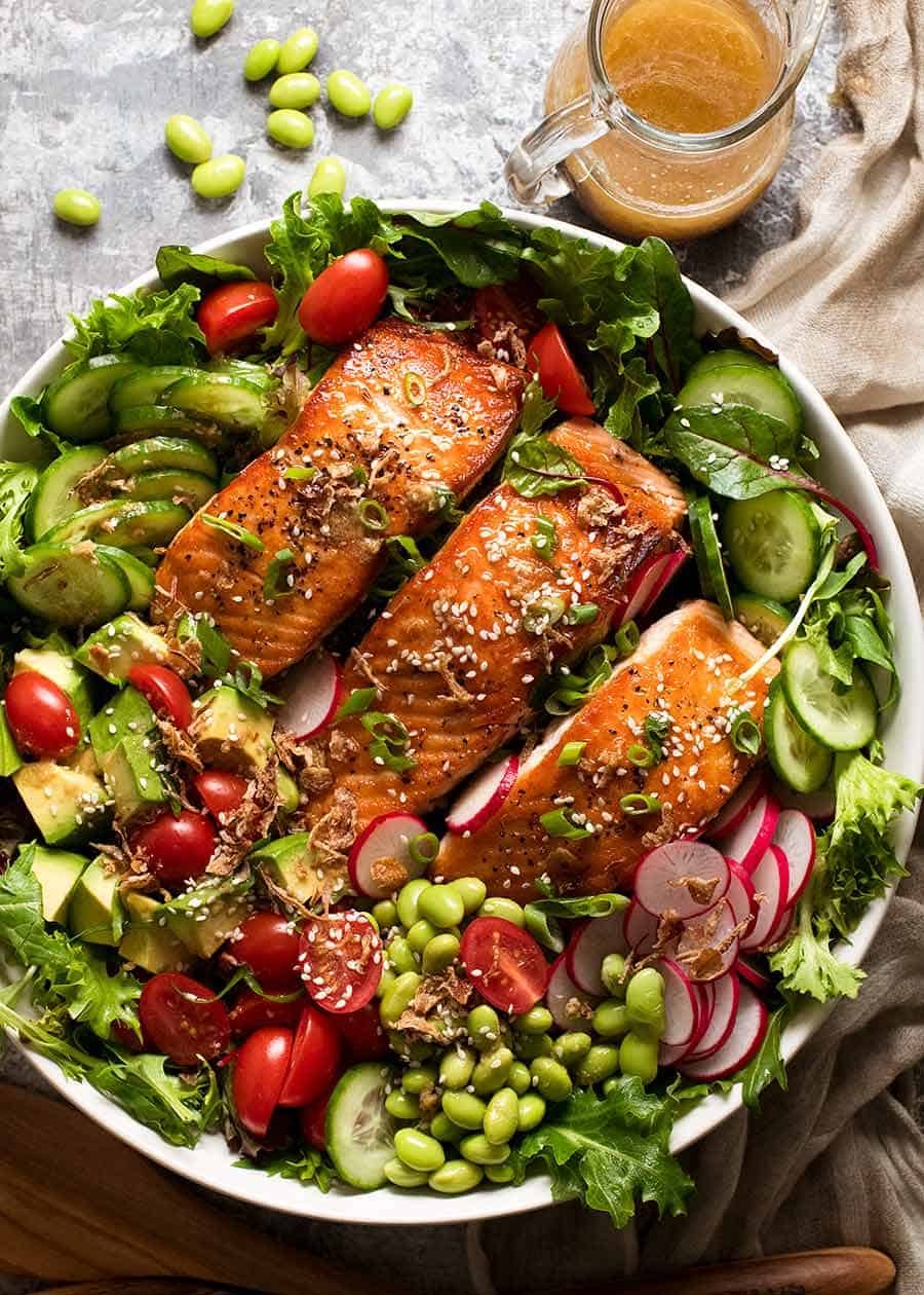 Soy-Ginger Glazed Salmon with Sesame Quinoa Salad