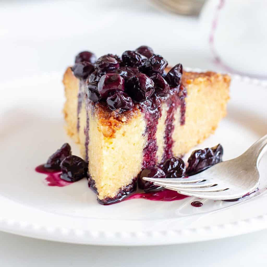 Stovetop Lemon Blueberry Polenta Cake