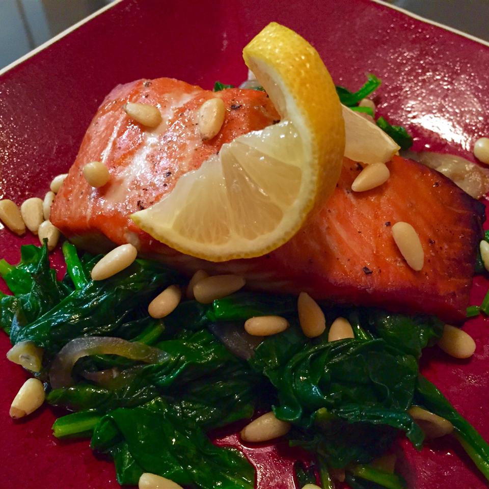 Citrus-Glazed Salmon with Sautéed Spinach and Shallots
