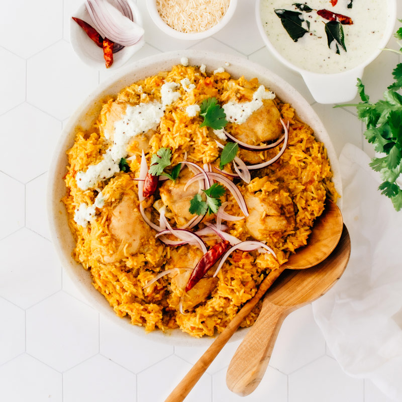 Spiced Chicken Biryani with Saffron Rice