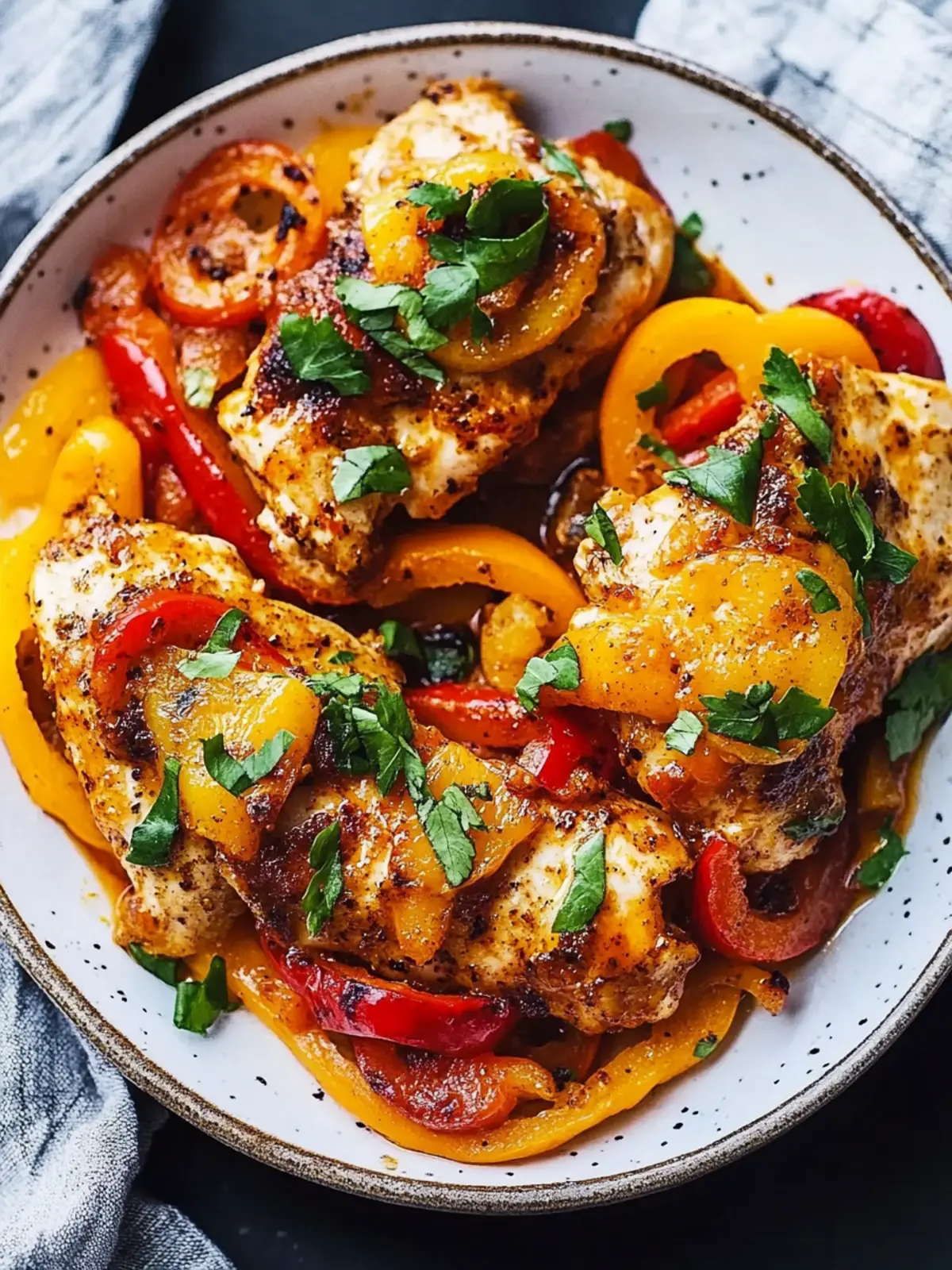 Skillet Cajun Chicken with Roasted Bell Peppers
