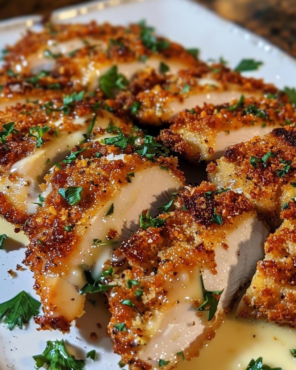 Parmesan-Crusted Chicken with Garlic Herb Butter