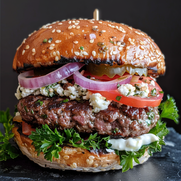 Pan-Seared Greek-Style Beef Burger Patties with Fresh Herbs