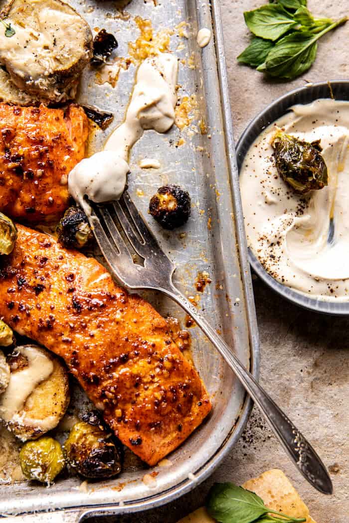 One-Pan Honey Mustard Salmon with Roasted Vegetables