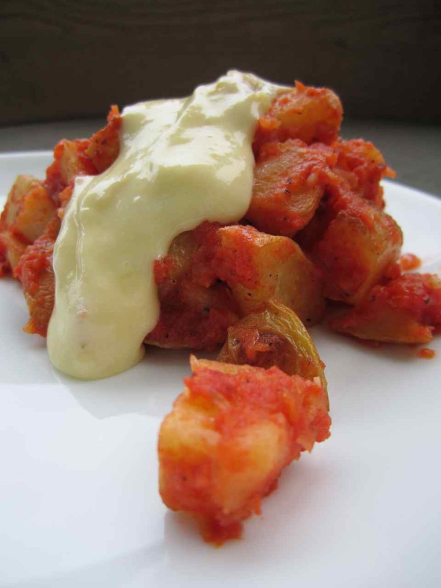 Pan-Fried Patatas Bravas with Spicy Tomato Aioli