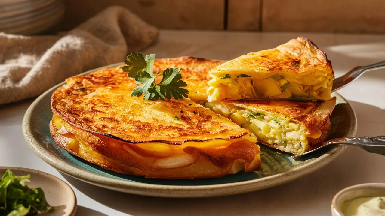 Classic Tortilla Española with Sautéed Onions and Potatoes