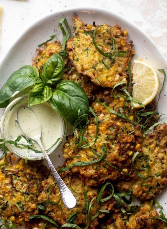 Sweetcorn and Zucchini Fritters with Aioli